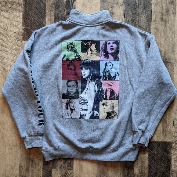 Taylor Swift Eras Tour Quarter Zip Fleece Sweatshirt Gray Medium - Picture 3 of 8